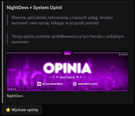 Screen bota Discord — system opinii NightDevs